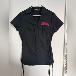 Women’s Harley Davidson Willie G Skull Laced Side Shirt with Rhinestones